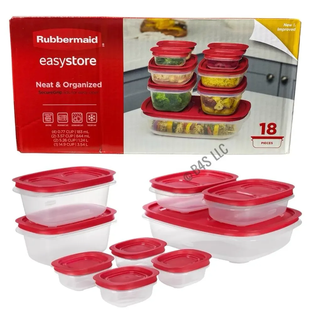 Rubbermaid Easy Store Clear Food Storage Container Set 18-Piece with Lids